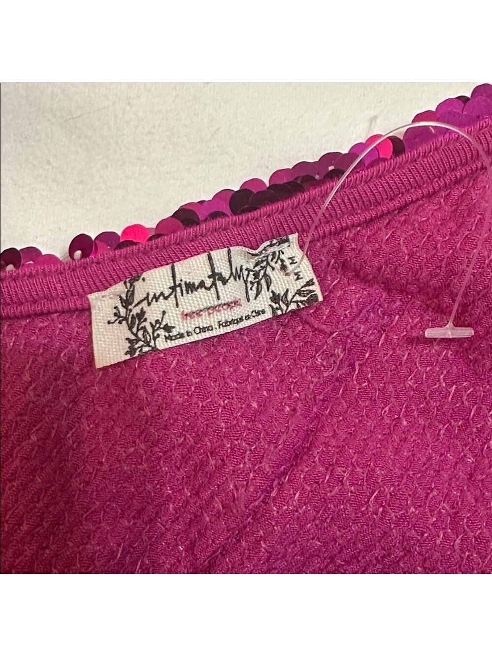 FREE PEOPLE PINK SILVER MERMAID SEQUIN TUNIC TOP PARTY NEW YEARS HOLIDAY MED - Picture 10 of 11